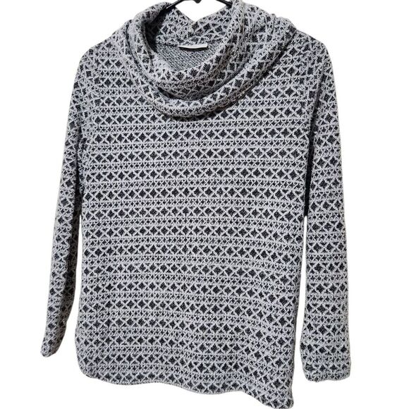 Croft Barrow Top Sweater Size Medium Gray Cowl Neck Chunky Knit Warm - Picture 1 of 13